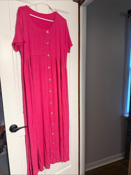 Beeson River Dresses & Skirts - Beeson River Hot Pink Button-Front Maxi Dress